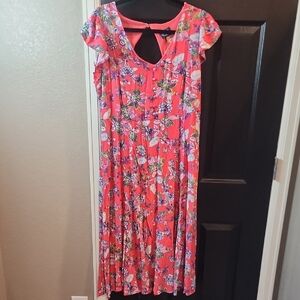 Floral Pink Dress with Cutout Back